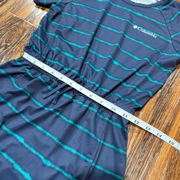 Columbia Girls Size 10 / 12 M PFG Freezer Blue Striped‎ Pocket Shirt Dress Swim - Picture 5 of 7